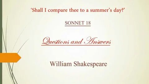 "Sonnet 18" most important Questions with Answers. - YouTube