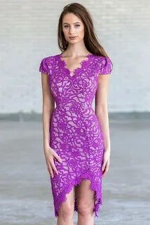 Magenta Purple Lace Cocktail Dress Cute Lace Juniors Summer 