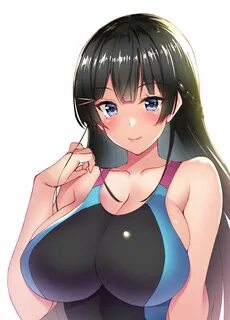 Safebooru - 1girl black hair blue eyes blush braid breasts c