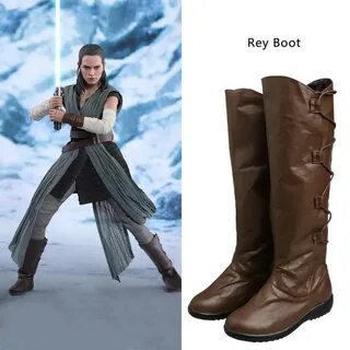 Manles Star Wars Rey Boots Cosplay Brown Leather Adult Women