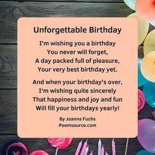 Unforgettable Birthday poem. Birthday verses, Birthday poems