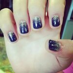 Navy blue shellac with gold glitter Winter wedding nails, Bl