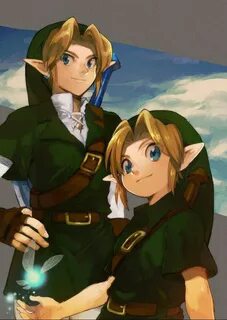 Link and Young Link OOT Ocarina of Time Zelda art, Ocarina o