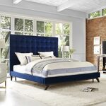 Eden Grey Velvet Bed Contemporary bed, Upholstered platform 
