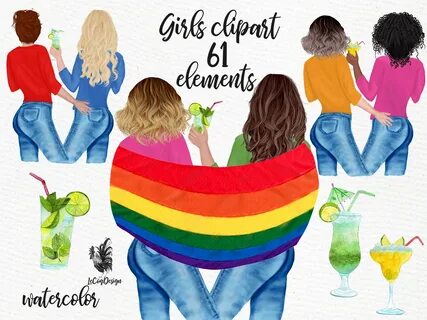 LGBTQ Girls clipart: LESBIAN COUPLES Lesbian Etsy