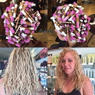 piggyback perm before and after Permed hairstyles, Long hair