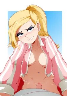 Xbooru - 1boy 1girl belly piercing blonde hair blush breasts