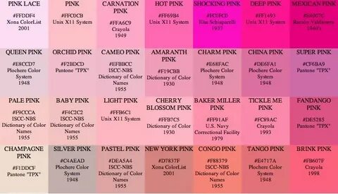 Art Featuring the Color Pink! Pink color chart, Pink, Color 