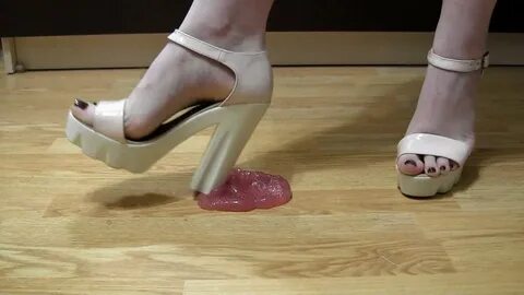 Playing with Slime in my Pink Platform High Heels ASMR Crush