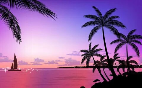 Beach Pink Purple Blue Sunset Wallpapers - Wallpaper Cave