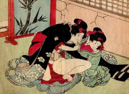 Original double-page shunga woodblock print attributed to - 