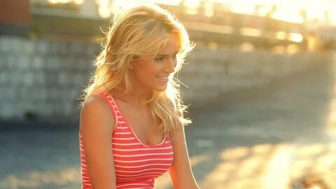 Blondes women actress models outdoors smiling Luisana Lopila