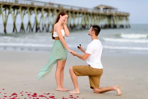 Emotional marriage proposal for a young couple in Myrtle Bea