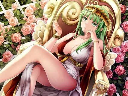 ass, Breasts, Cleavage, Flowers, Green, Eyes, Green, Hair, H