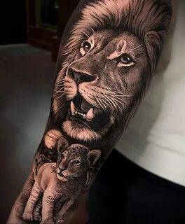 Тату в стиле реализм со львом 02.01.2021 № 030 -lion tattoo 