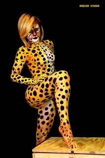 leopard-girl Cat girl, Body art painting, Body painting