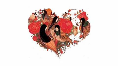 Love in japanese art wallpaper