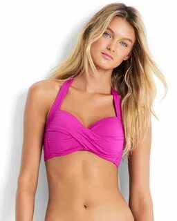 Seafolly Twist Halter Bikini Top - Pink - Ladies Swimwear & 