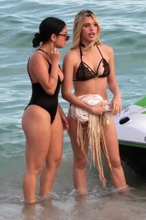 inanna sarkis and lele pons enjoying themselves on the beach
