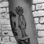 Black Ink Outline Simple Leg Mens Tattoo Ideas With Rick And