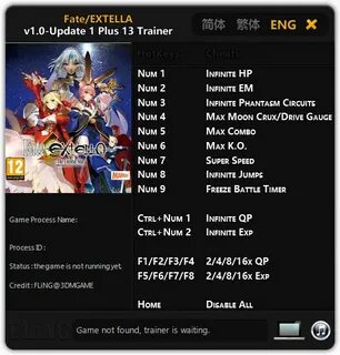 Fate/EXTELLA: Trainer +13 v1.0 - Update 1 FLiNG - Download -