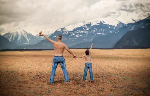 Picture of the Father and son on a meadow free image downloa