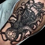 Masculine Dotwork Kraken Upper Arm Tattoos For Guys Kraken t