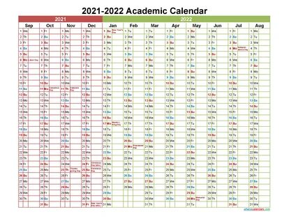 Academic Calendar 2021 And 2022 Printable (Landscape)- Templ