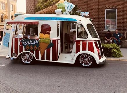 Cool ice cream truck at car show (they actually sold ice cre