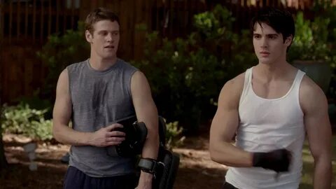 ausCAPS: Michael Trevino shirtless with Steven R. McQueen an