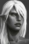 Ravishing greyscale portrait of a young elf Character portra