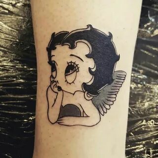 Black & Grey Betty Boop Angel Tattoo Betty boop tattoos, Cut