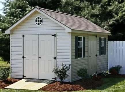 10x14 Vinyl Cottage Shingles 3 Doors Gable Roof Shed Shed pl