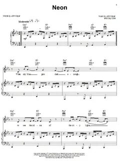 John Mayer "Neon" Sheet Music Download Printable Pop PDF Sco