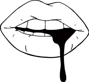 Lips Sticker - Transparent Black And White Lips Clipart - Fu
