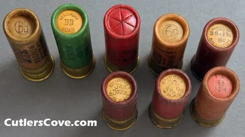 9 vintage paper shotshells in 10GA gauge most are roll crimp