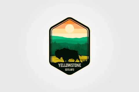 Bison on Yellowstone National Park Logo Graphic by lawoel - 