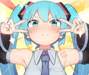 Safebooru - 1girl abmayo aqua eyes aqua hair armpits bare sh