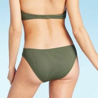 Women's Ribbed Cheeky Bikini Bottom - Shade & Shore Palm Gre