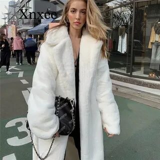 White Faux Fur Teddy Bear Coat Women Fluffy Winter Jacket Ov
