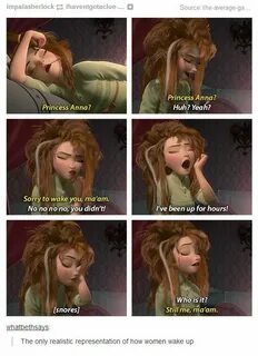 Princess Anna waking up #frozen Funny disney facts, Disney m