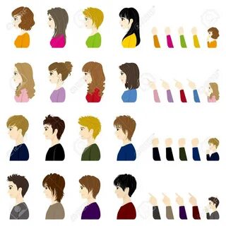 Hair clipart side profile - Pencil and in color hair clipart