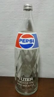 Vintage Pepsi One Liter Glass Bottle Return For Deposit Mone