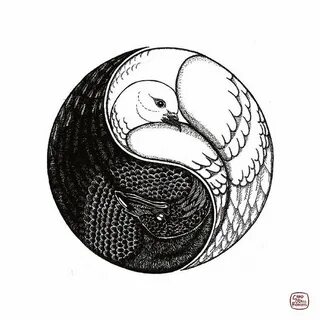 Raven yin and yang Spirit animal tattoo, Yin yang illustrati