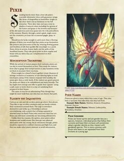 DnD 5e Homebrew - Pixie Race by xanisian, 13Sins and Torrek 