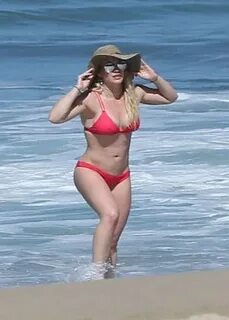 Hilary Duff in Red Bikini on the beach in Mexico GotCeleb