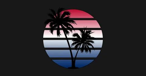 Retrowave Red White Blue Sunset - Retrowave - T-Shirt TeePub