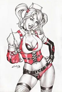 HARLEY QUINN BY ARTIST CARLOS AUGUSTO - ART PINUP Drawing Or