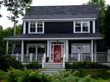 gray house, white fascia home exterior update Grey house pai