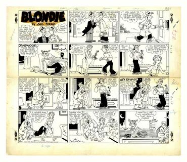 Chic Young Hand-Drawn ''Blondie'' Sunday Comic Strip Fr...